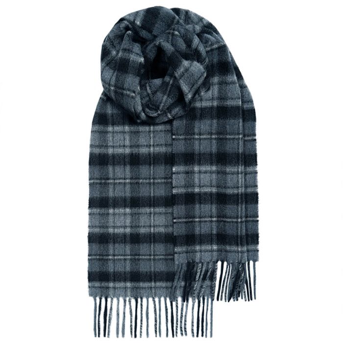 lochcarron of scotland Beau MacRae Hunting Grey Tartan Luxury Cashmere Scarf