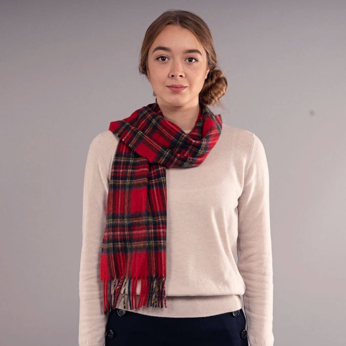 Lochcarron Of Scotland Beau Stewart Royal Modern Tartan Luxury Cashmere Scarf