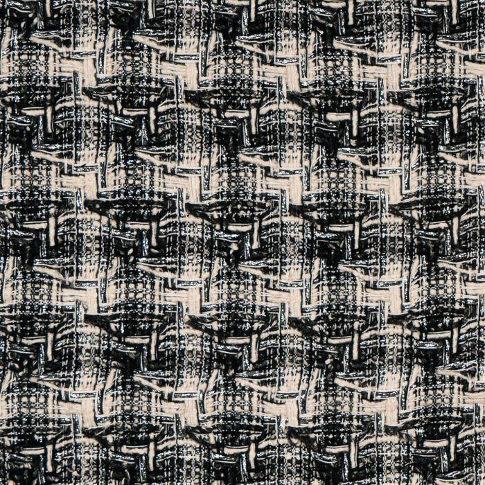 lochcarron of scotland Black / Ecru / Silver Sparkle Tweed Fabric