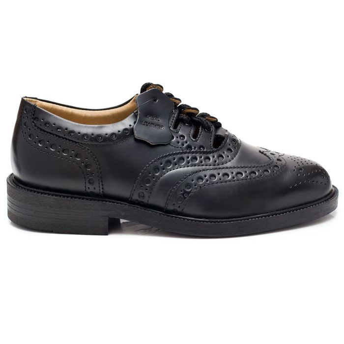 Lochcarron Of Scotland Black Leather Plain Ghillie Brogue Shoes