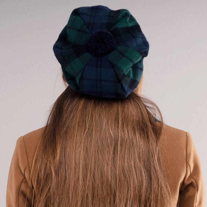 Lochcarron Of Scotland Black Watch Modern Tartan Brushed Wool Tam