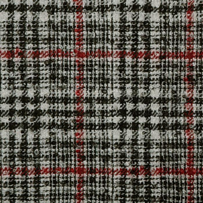 lochcarron of scotland Black & White Glen Check Wool Mohair Loop Tweed Fabric