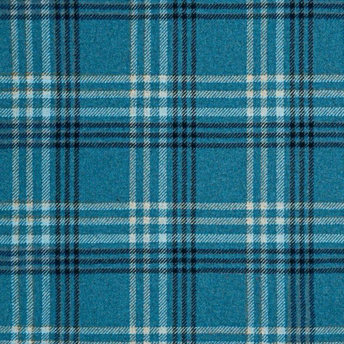 lochcarron of scotland Blue Plaid Soft Wool Recycled Blend Tweed Fabric
