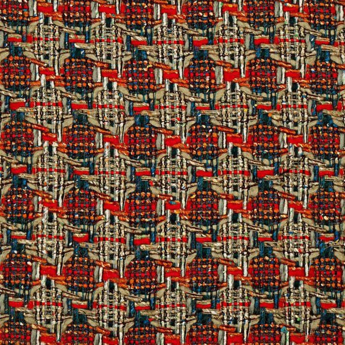 lochcarron of scotland Blue / Red Texture Check Wool Tweed Fabric