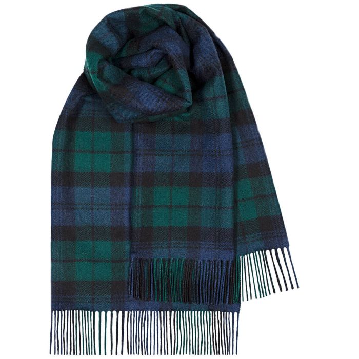 lochcarron of scotland Bobbie Black Watch Modern Tartan Lambswool Stole