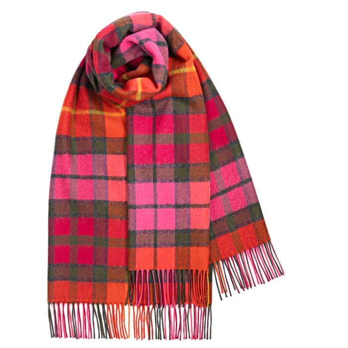 lochcarron of scotland Bobbie Buchanan Rose Tartan Lambswool Stole