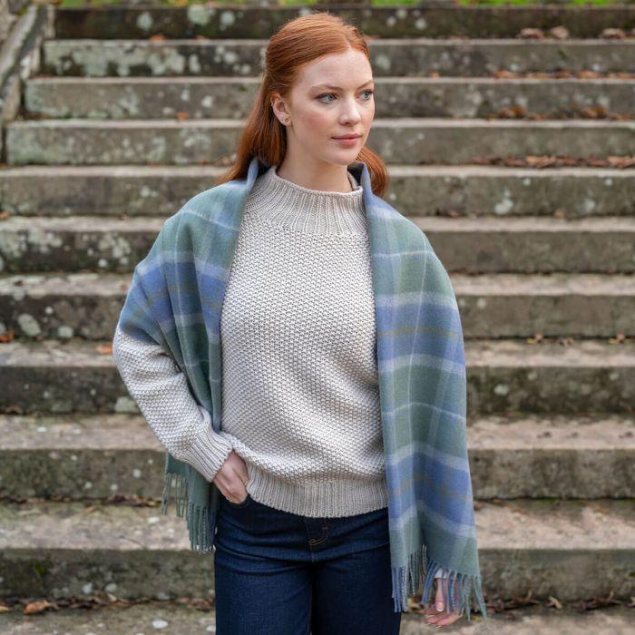 Lochcarron Of Scotland Bobbie Scottish Borderland Weathered Tartan Lambswool Stole