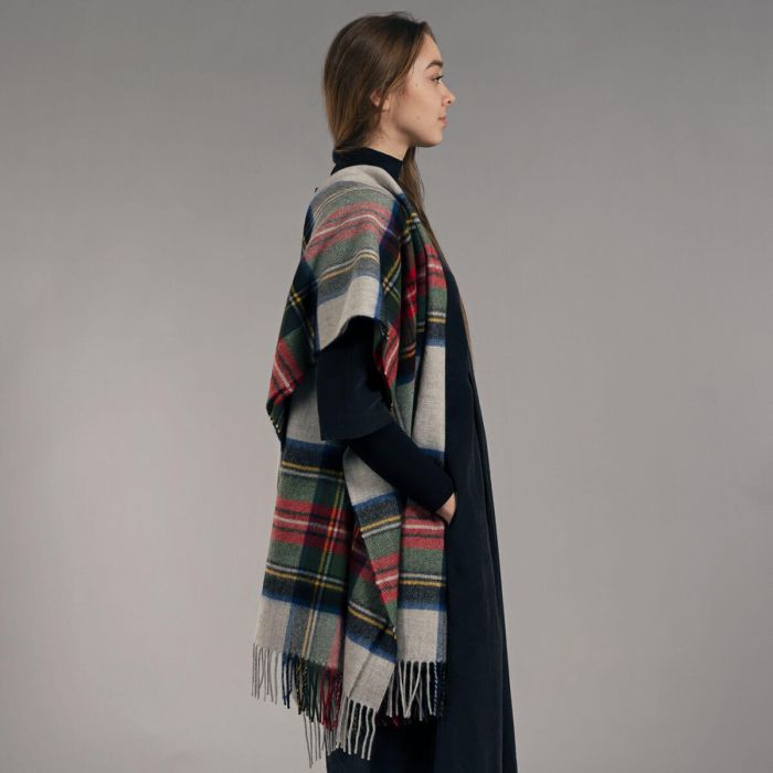 Lochcarron Of Scotland Bobbie Stewart Silver Dress Tartan Lambswool Stole