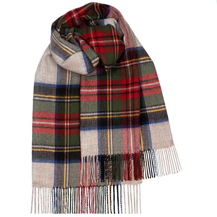 lochcarron of scotland Bobbie Stewart Silver Dress Tartan Lambswool Stole