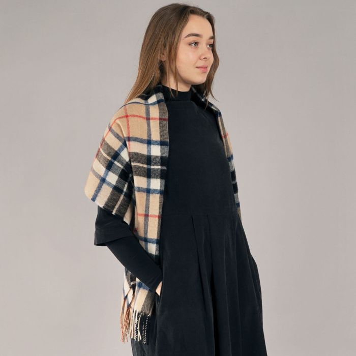 Lochcarron Of Scotland Bobbie Thomson Camel Modern Tartan Lambswool Stole