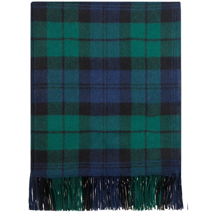 Lochcarron Of Scotland Border Black Watch Modern Tartan Lambswool Blanket