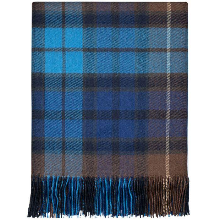 lochcarron of scotland Border Buchanan Blue Tartan Lambswool Blanket