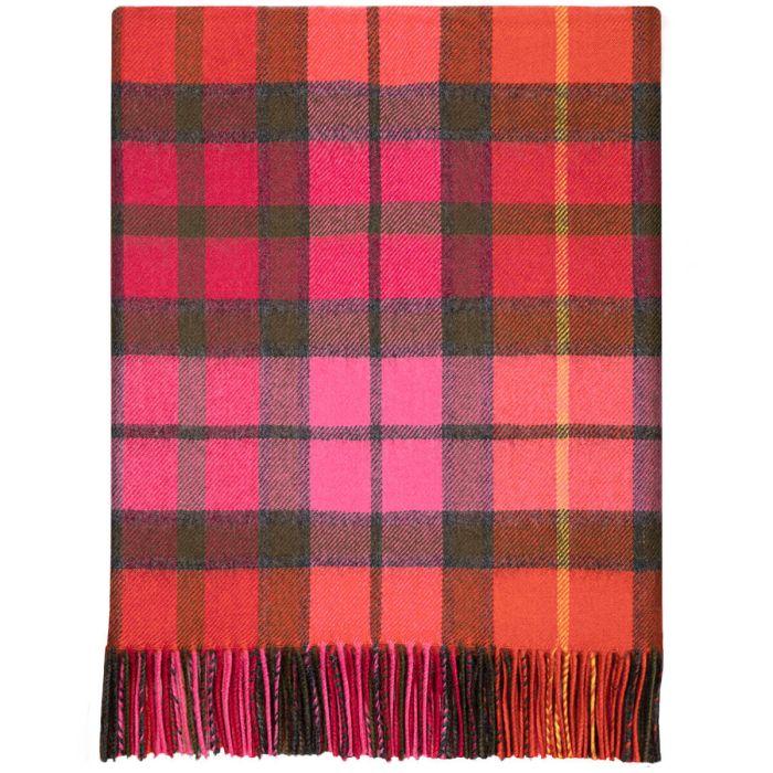 Lochcarron Of Scotland Border Buchanan Rose Tartan Lambswool Blanket