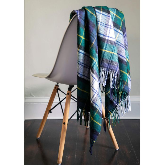 Lochcarron Of Scotland Border Gordon Dress Modern Tartan Lambswool Blanket