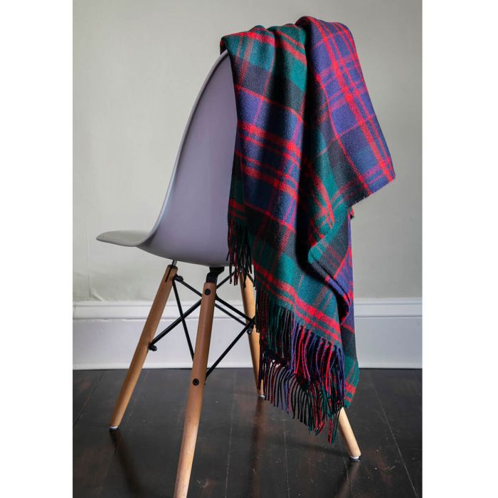 Lochcarron Of Scotland Border MacDonald Clan Modern Tartan Lambswool Blanket