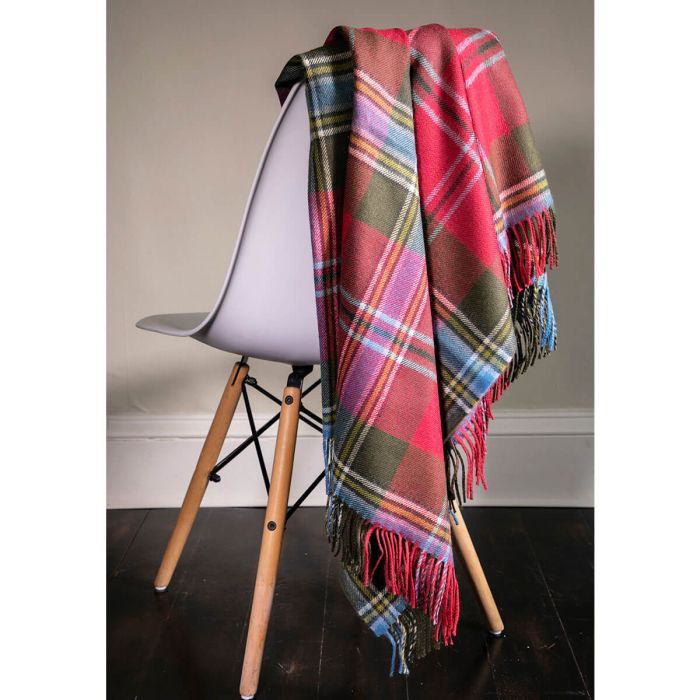 Lochcarron Of Scotland Border MacLean Of Duart Weathered Tartan Lambswool Blanket
