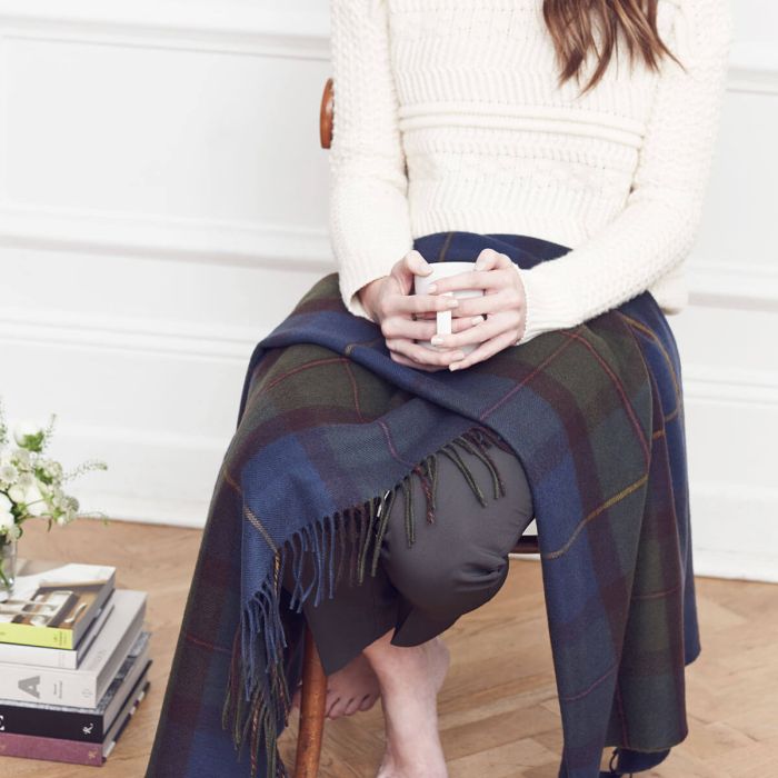 Lochcarron Of Scotland Border MacLeod Of Harris Antique Tartan Lambswool Blanket