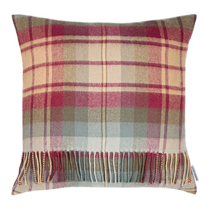 Lochcarron Of Scotland Borders Auld Scotland Tartan Lambswool Large Fringed Cushion Cover