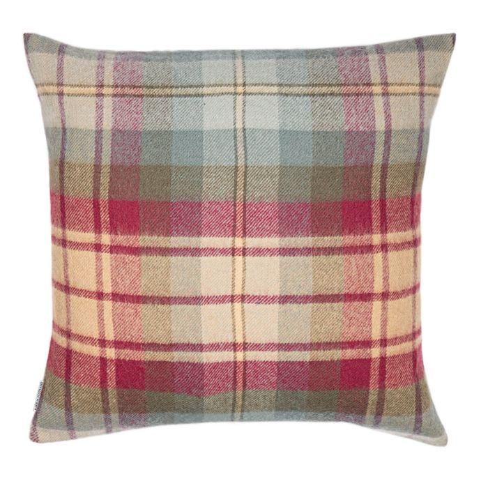 Lochcarron Of Scotland Borders Auld Scotland Tartan Lambswool Large Fringed Cushion Cover