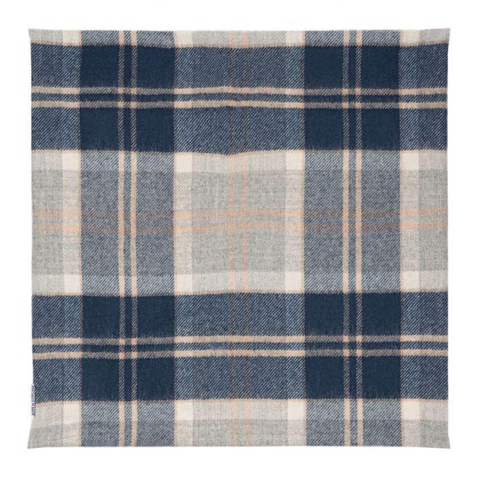 Lochcarron Of Scotland Borders Bannockbane Grey Tartan Lambswool Large Fringed Cushion Cover