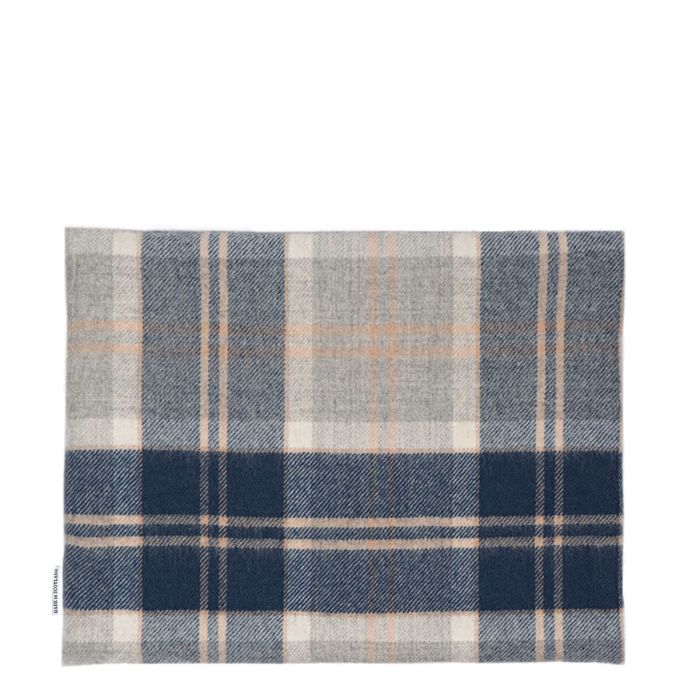 Lochcarron Of Scotland Borders Bannockbane Grey Tartan Lambswool Small Fringed Cushion Cover