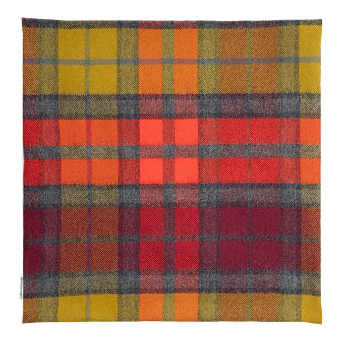 Lochcarron Of Scotland Borders Buchanan Berry Tartan Lambswool Large Fringed Cushion Cover