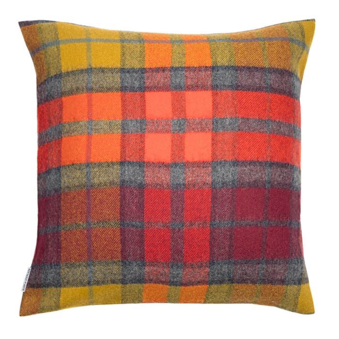 Lochcarron Of Scotland Borders Buchanan Berry Tartan Lambswool Large Fringed Cushion Cover