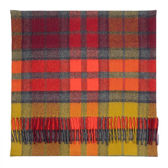 lochcarron of scotland Borders Buchanan Berry Tartan Lambswool Large Fringed Cushion Cover