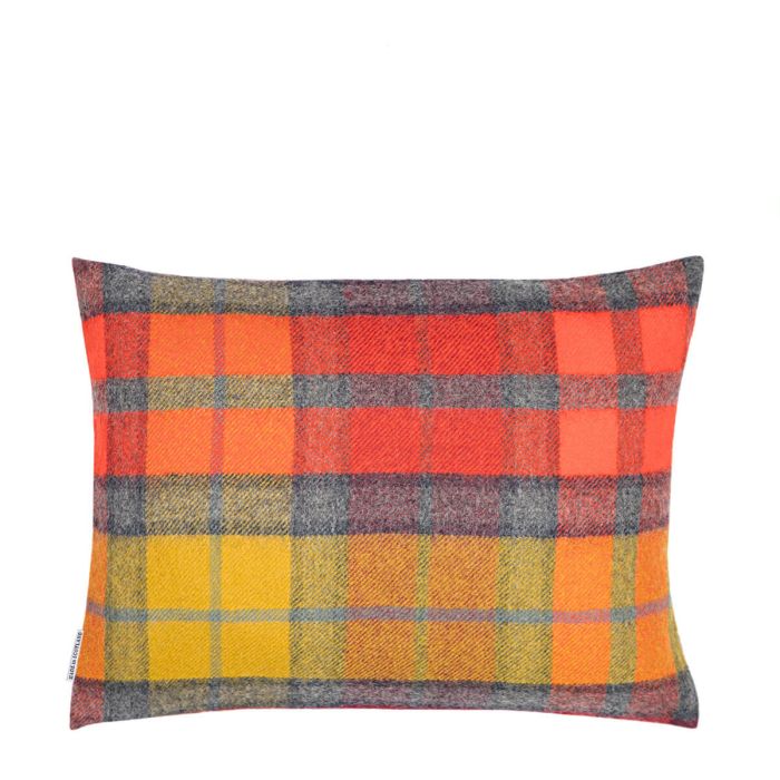 Lochcarron Of Scotland Borders Buchanan Berry Tartan Lambswool Small Fringed Cushion Cover