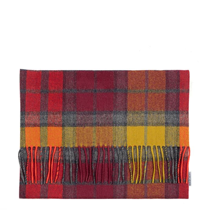 lochcarron of scotland Borders Buchanan Berry Tartan Lambswool Small Fringed Cushion Cover