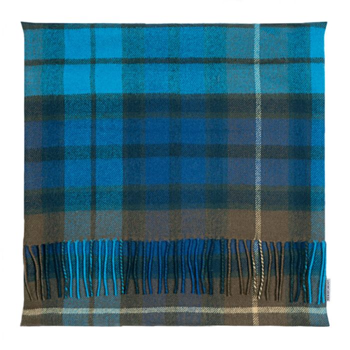 Lochcarron Of Scotland Borders Buchanan Blue Tartan Lambswool Large Fringed Cushion Cover