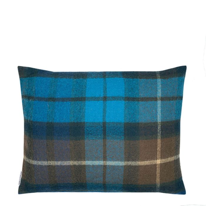 Lochcarron Of Scotland Borders Buchanan Blue Tartan Lambswool Small Fringed Cushion Cover