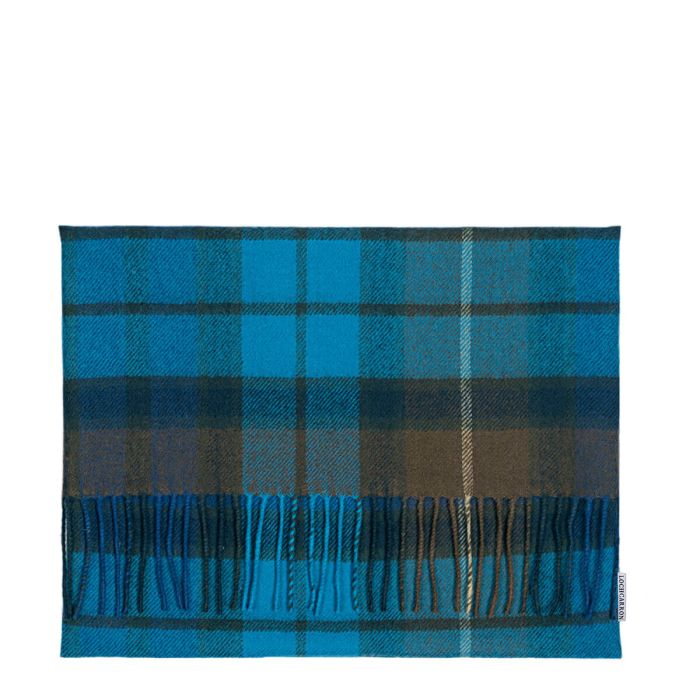 lochcarron of scotland Borders Buchanan Blue Tartan Lambswool Small Fringed Cushion Cover