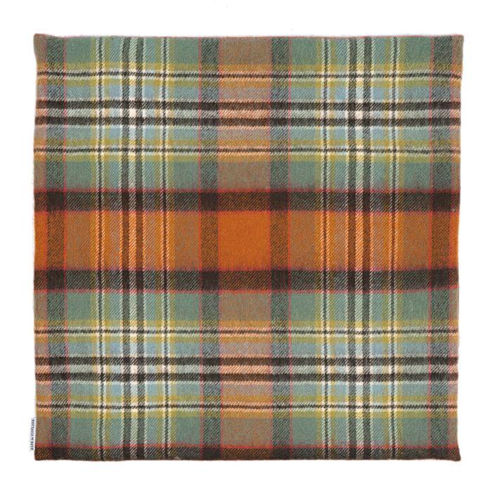 Lochcarron Of Scotland Borders Dundee Old Weathered Tartan Lambswool Large Fringed Cushion Cover