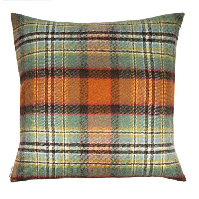 Lochcarron Of Scotland Borders Dundee Old Weathered Tartan Lambswool Large Fringed Cushion Cover
