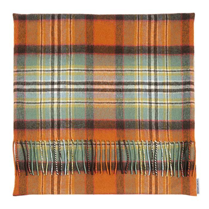lochcarron of scotland Borders Dundee Old Weathered Tartan Lambswool Large Fringed Cushion Cover