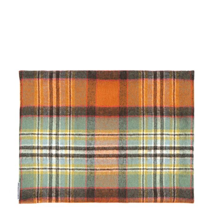 Lochcarron Of Scotland Borders Dundee Old Weathered Tartan Lambswool Small Fringed Cushion Cover