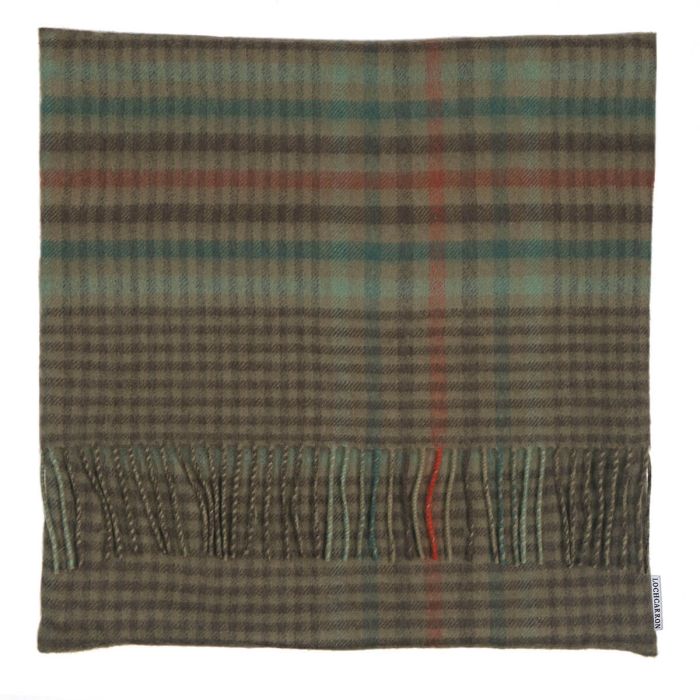 lochcarron of scotland Borders Forth Weathered Glen Check Lambswool Large Fringed Cushion Cover