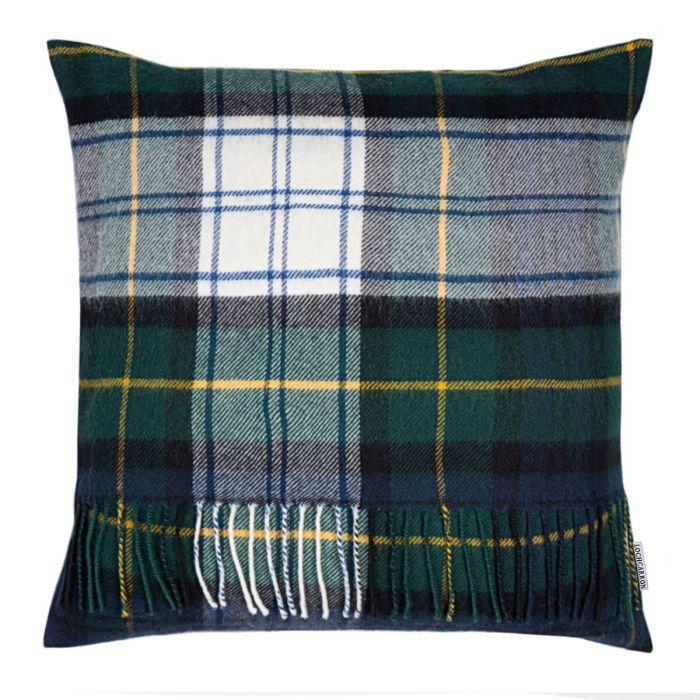 Lochcarron Of Scotland Borders Gordon Dress Modern Tartan Lambswool Large Fringed Cushion Cover