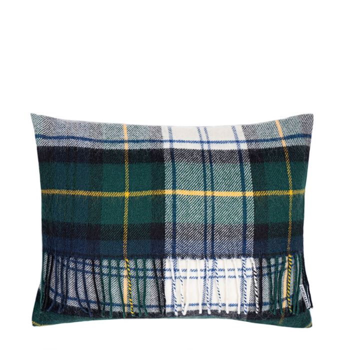 Lochcarron Of Scotland Borders Gordon Dress Modern Tartan Lambswool Small Fringed Cushion Cover