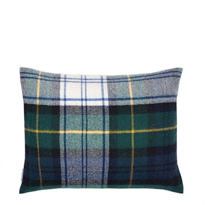 Lochcarron Of Scotland Borders Gordon Dress Modern Tartan Lambswool Small Fringed Cushion Cover