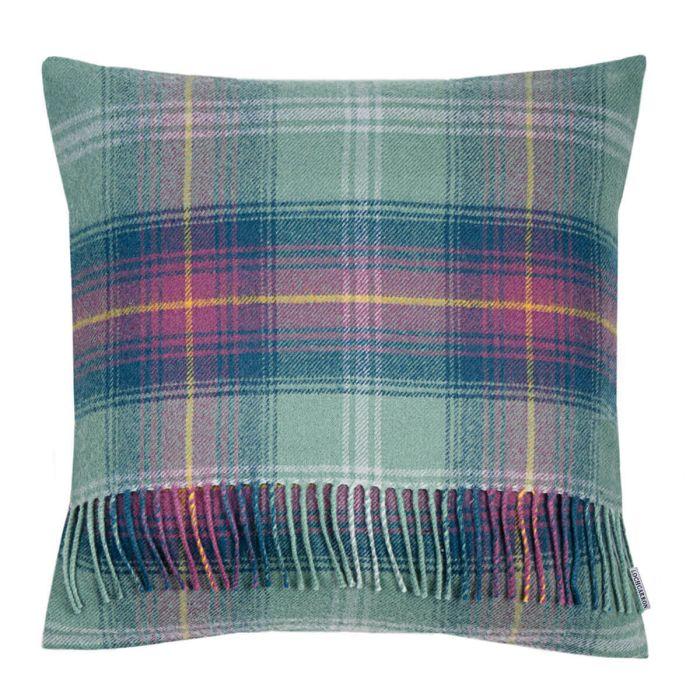 Lochcarron Of Scotland Borders Hame Tartan Lambswool Large Fringed Cushion Cover