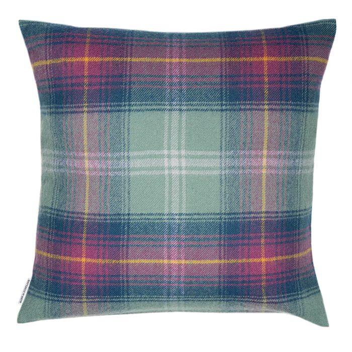 Lochcarron Of Scotland Borders Hame Tartan Lambswool Large Fringed Cushion Cover