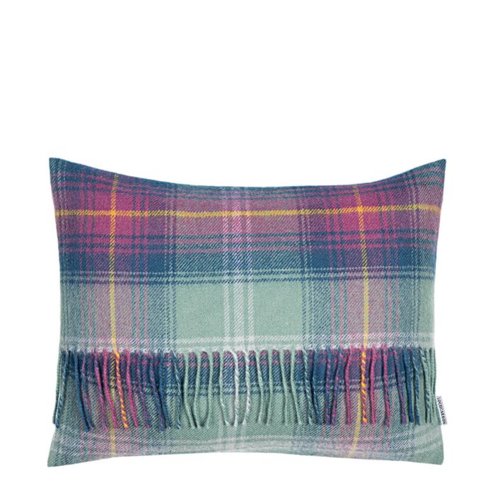 Lochcarron Of Scotland Borders Hame Tartan Lambswool Small Fringed Cushion Cover