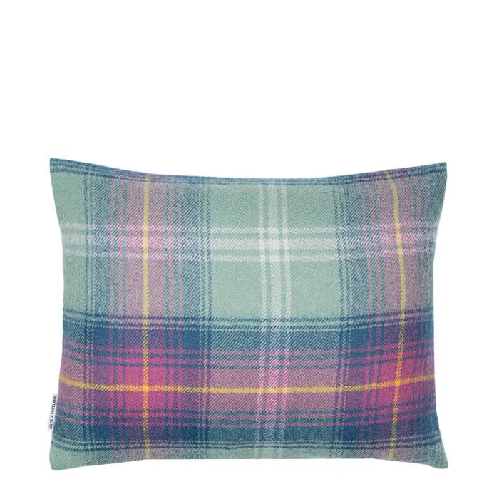 Lochcarron Of Scotland Borders Hame Tartan Lambswool Small Fringed Cushion Cover