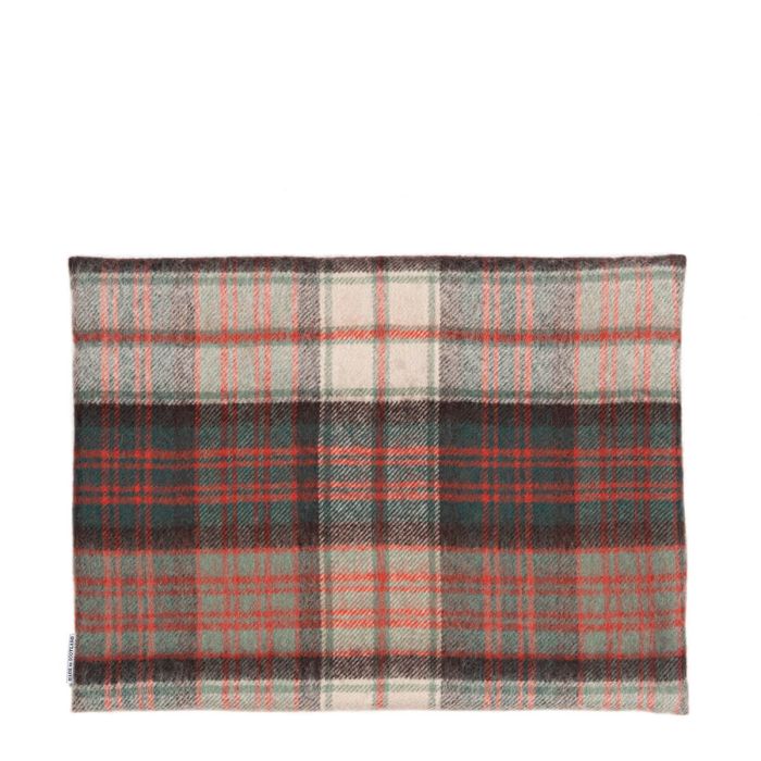 Lochcarron Of Scotland Borders MacDonald Dress Weathered Tartan Lambswool Small Fringed Cushion Cover