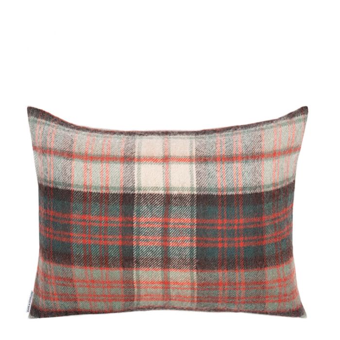 Lochcarron Of Scotland Borders MacDonald Dress Weathered Tartan Lambswool Small Fringed Cushion Cover