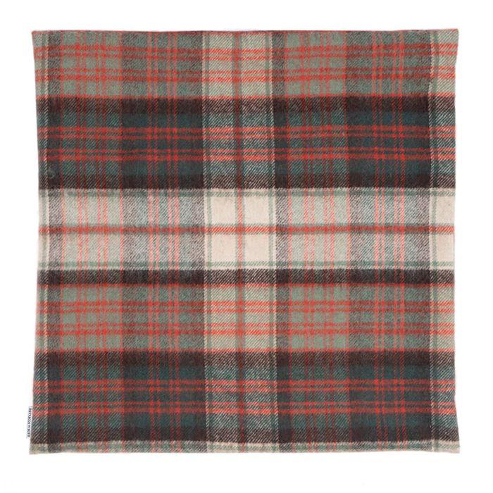 Lochcarron Of Scotland Borders MacDonald Dress Weathered Tartan Lambswool Large Fringed Cushion Cover