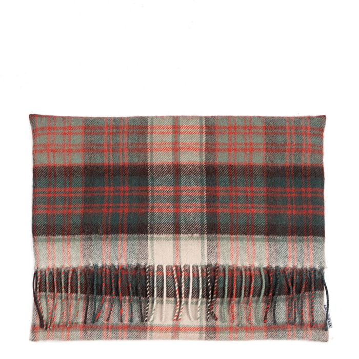 lochcarron of scotland Borders MacDonald Dress Weathered Tartan Lambswool Small Fringed Cushion Cover