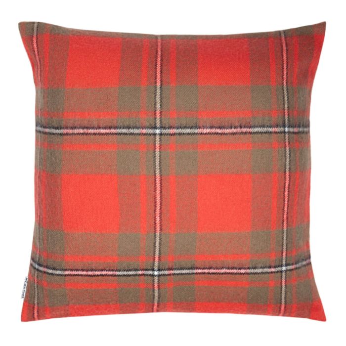 Lochcarron Of Scotland Borders MacGregor Weathered Tartan Lambswool Large Fringed Cushion Cover